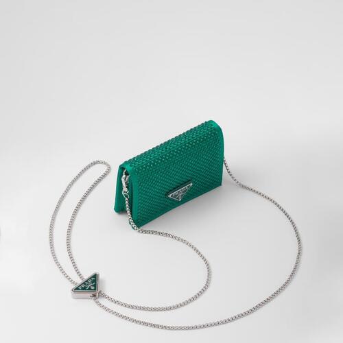 프라다 여성 지갑 숄더 스트랩과 크리스털이 장식된 카드홀더 1MR024_2AWL_F0458