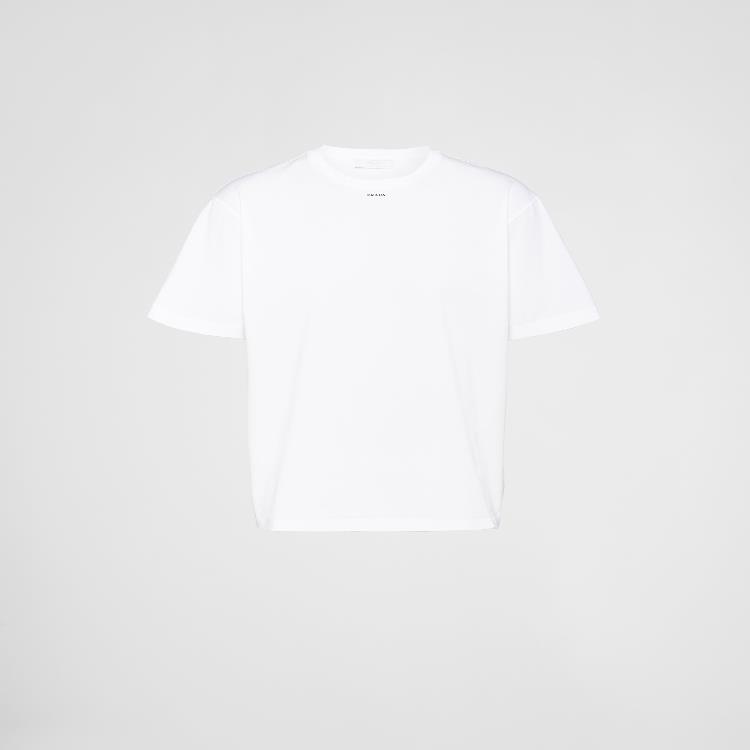 프라다 남성 티셔츠 PRADA 로고 디테일 스트레치 코튼 티셔츠 UJN843_12TQ_F0009_S_231