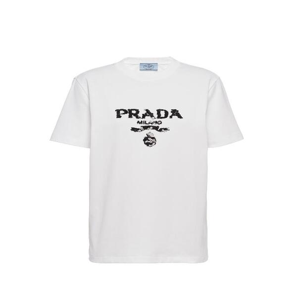 프라다 여성 티셔츠 PRADA 자수 인터록 티셔츠 35838R_103H_F0009_S_162
