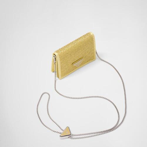 프라다 여성 지갑 숄더 스트랩과 크리스털이 장식된 카드홀더 1MR024_2AWL_F068X