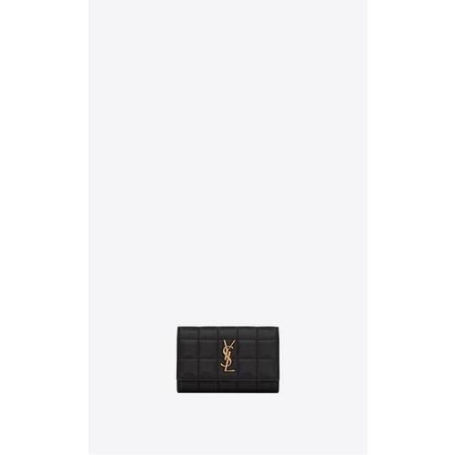 생로랑 여성 카드 지갑 YSL 양가죽 카상드르 퀼티드 캐리 컴팩트 카드 케이스 753058AABVP1000