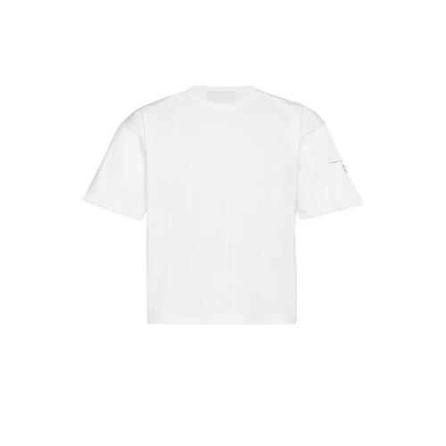프라다 남성 티셔츠 PRADA 나일론 디테일의 스트레치 코튼 티셔츠 UJN710_1YED_F0N40_S_211