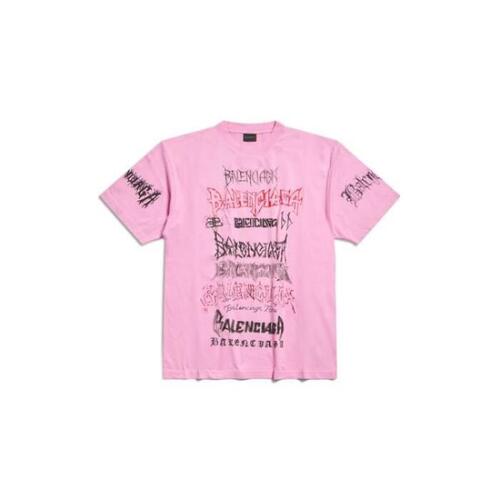 발렌시아가 여성 티셔츠 BALENCIAGA DIY 메탈핏 대형 티셔츠핑크/블랙/레드 813280841