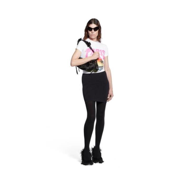 발렌시아가 여성 니트 스웨터 BALENCIAGA 파리 트로피컬 핏 티셔츠 화이트/핑크 813278537