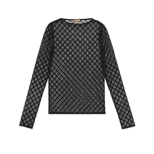 구찌 여성 스웨터 GUCCI GG 캔버스 패턴 튤 탑 692508XUAEB1000