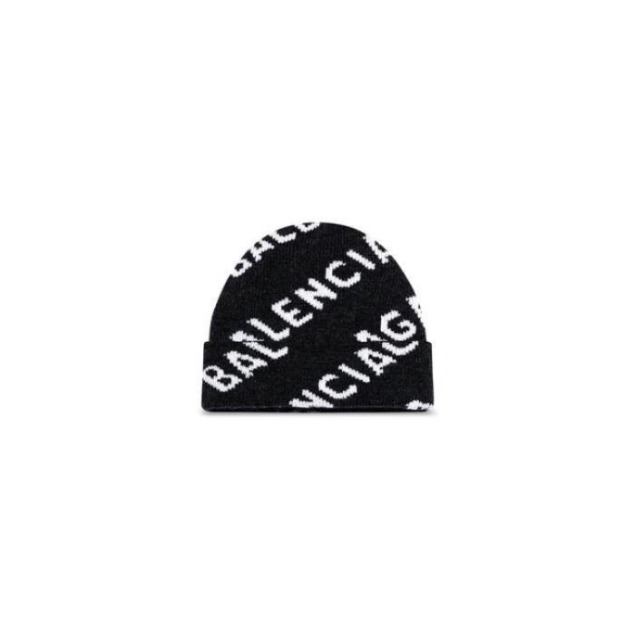 발렌시아가 여성 모자 BALENCIAGA 올오버 로고 비니 블랙 809433394