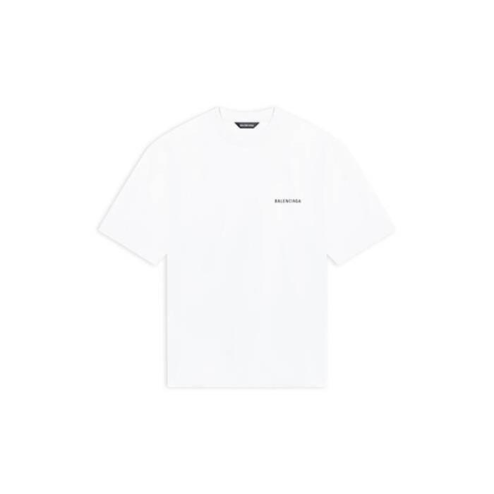 발렌시아가 남성 티셔츠 레귤러핏 로고 티셔츠 화이트 809589125
